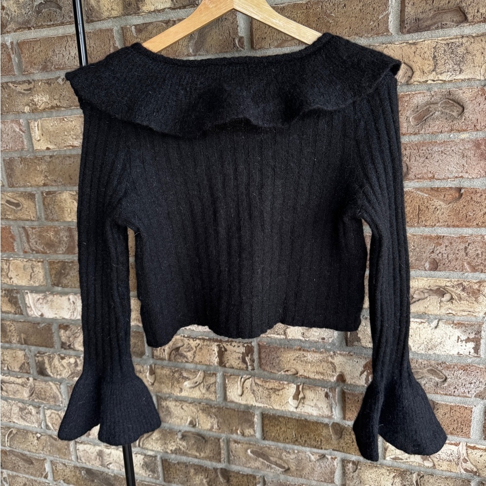 Old Navy Wool-Blend Ruffle Tie-Front Cropped Cardigan Size M - Picture 9 of 13